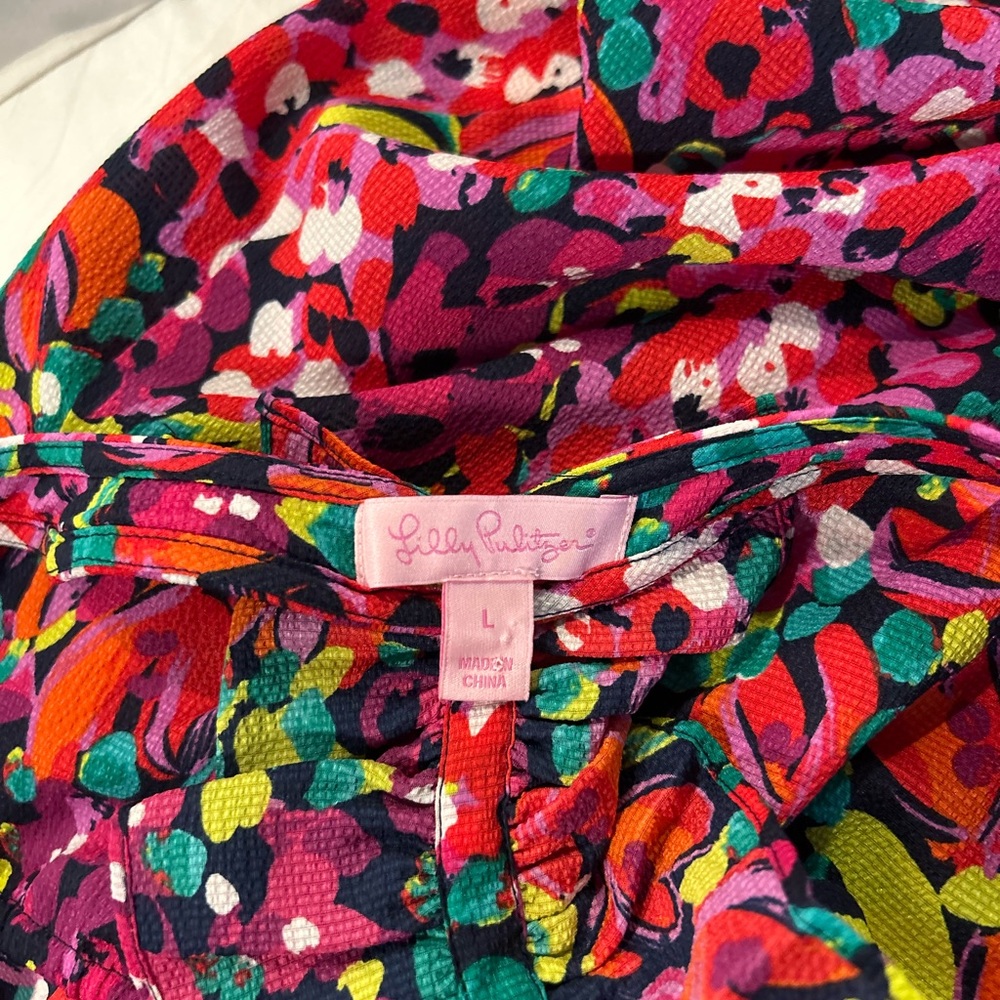 Lilly Pulitzer Ruffled Racerback Fushia Tank Top - Picture 5 of 11